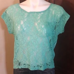 🆕 Catwalk Studio Green Lace Asymmetrical Top-Sm